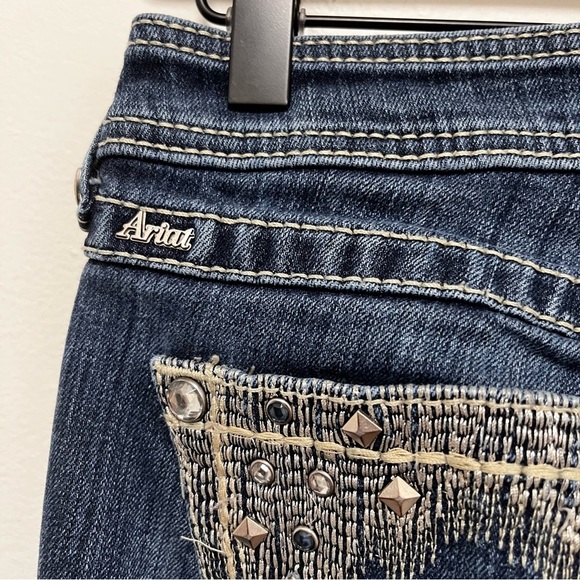 ARIAT Turquoise Studded Low Rise Bootcut Jeans Size 26 Short - Picture 6 of 12